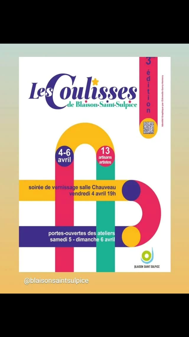 🌸🌸 Les Coulisses de Blaison-Saint-Sulpice 2025 🎨✨

Aujourd’hui, le soleil brille, annonçant l’arrivée du printemps… et du premier événement culturel municipal de l’année ! 🌞

🎭 Les Coulisses de Blaison-Saint-Sulpice reviennent pour une troisième édition, du 4 au 6 avril, avec des nouveautés à ne pas manquer :
📅 Vernissage en musique le vendredi 4 avril à 19h – Salle Chauveau
📸 Exposition photographique en plein air
🎨 Une édition qui rassemble tous les talents ! Les artistes artisans professionnels vous accueilleront dans leurs ateliers, tandis que les artisans artistes amateurs s'installeront salle Chamoret à Saint-Sulpice.
🖌️ Et une charte graphique entièrement repensée par Armellegh !
Le temps d’un week-end, plongez dans l’univers des créateurs de notre commune ! Une belle occasion d’échanger, de s’inspirer et peut-être de susciter de nouvelles vocations…
📍 Retrouvez tous les participants et leurs horaires d’ouverture sur la carte (repérés par un point bleu) : https://urlr.me/Y4DZWU

🔜 On vous attend nombreux pour célébrer la créativité et les savoir-faire qui font vivre notre commune !

#lescoulissesdeblaisonsaintsulpice #artetartisanat #ÉvénementCulturel #PassionEtCréation 🎨✨
Armellegh Paul Elliott Thuleau  Un tour de poésie Le jardin des tisanes  @AmarnaTale @rolandbelleguic Mariem du bout' des doigts Atelier Saint Eloi Legouy